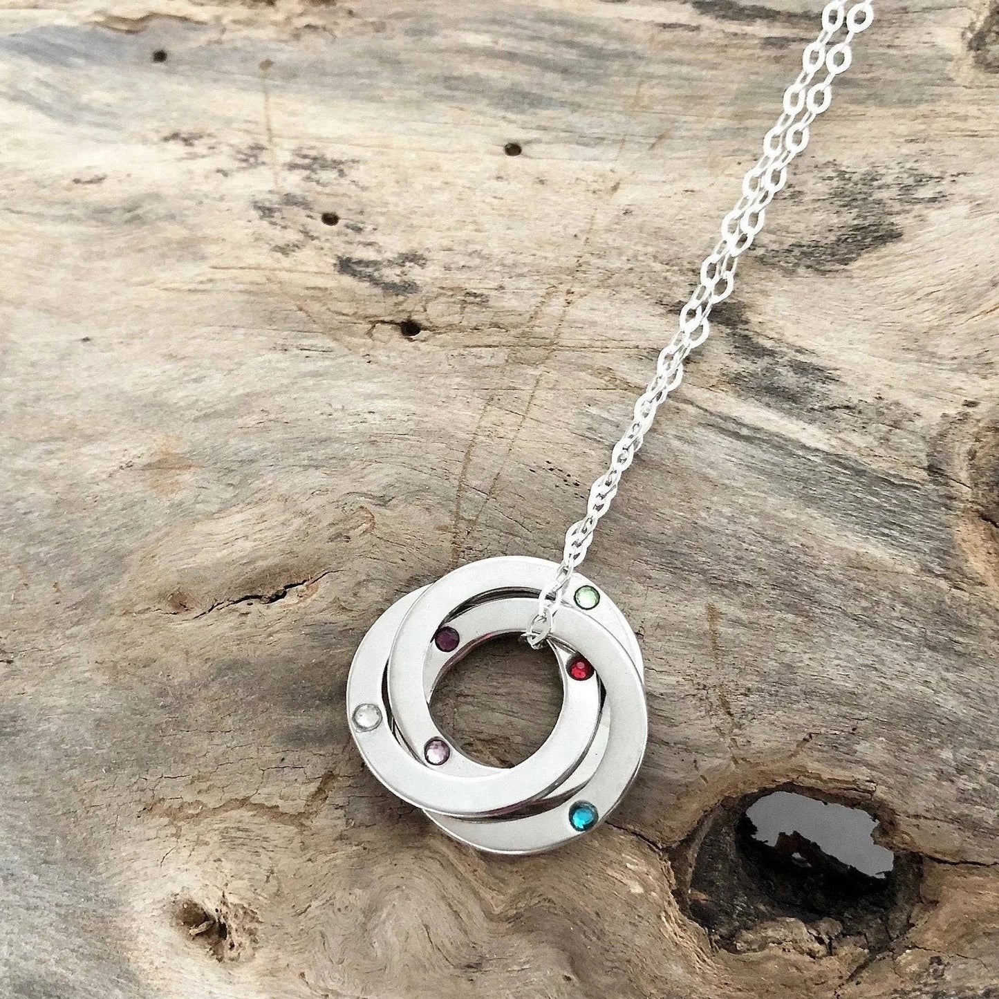Family Round Ring Necklace Birthstone Necklace