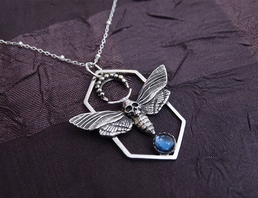 Sterling silver moth necklace