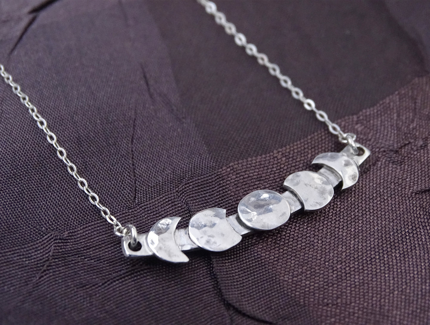 Moon Phase Necklace Sterling Silver