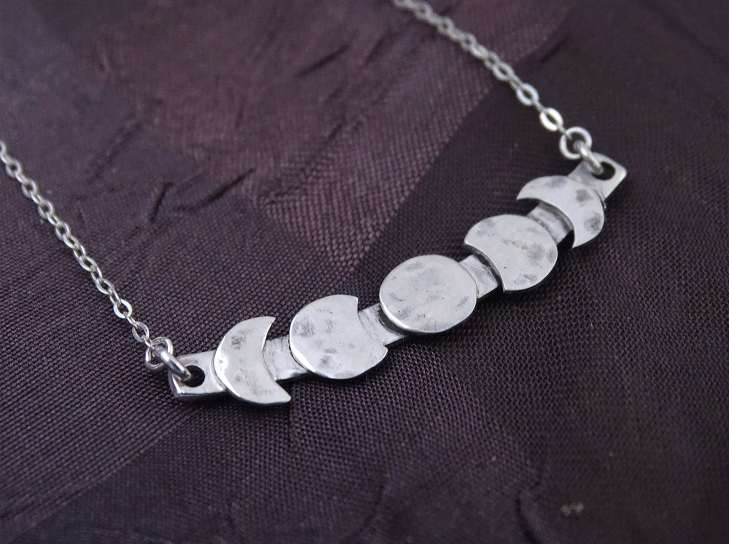 Moon Phase Necklace Sterling Silver