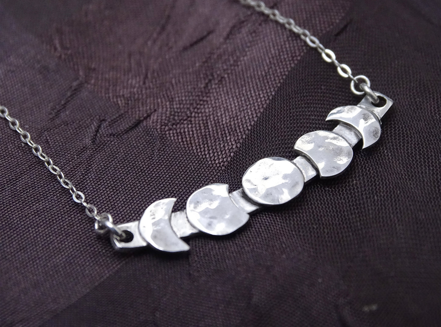 Moon Phase Necklace Sterling Silver