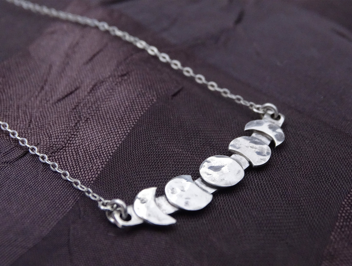 Moon Phase Necklace Sterling Silver