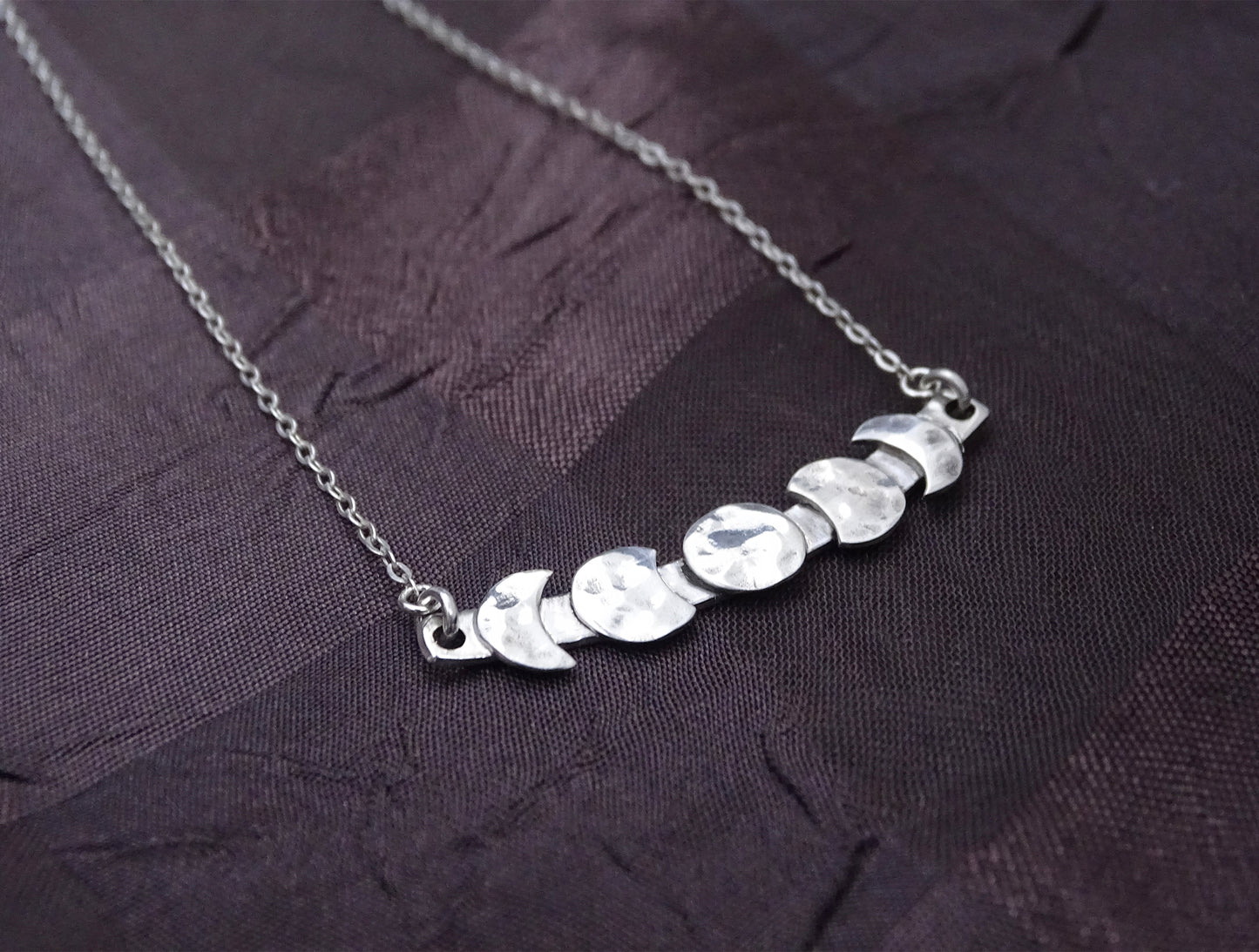 Moon Phase Necklace Sterling Silver