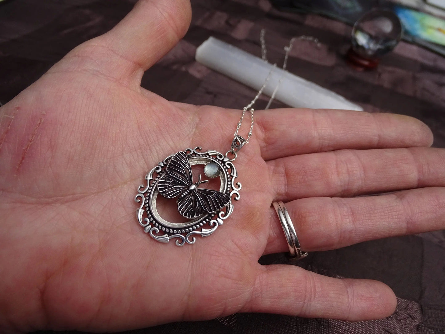 Sterling silver butterfly necklace
