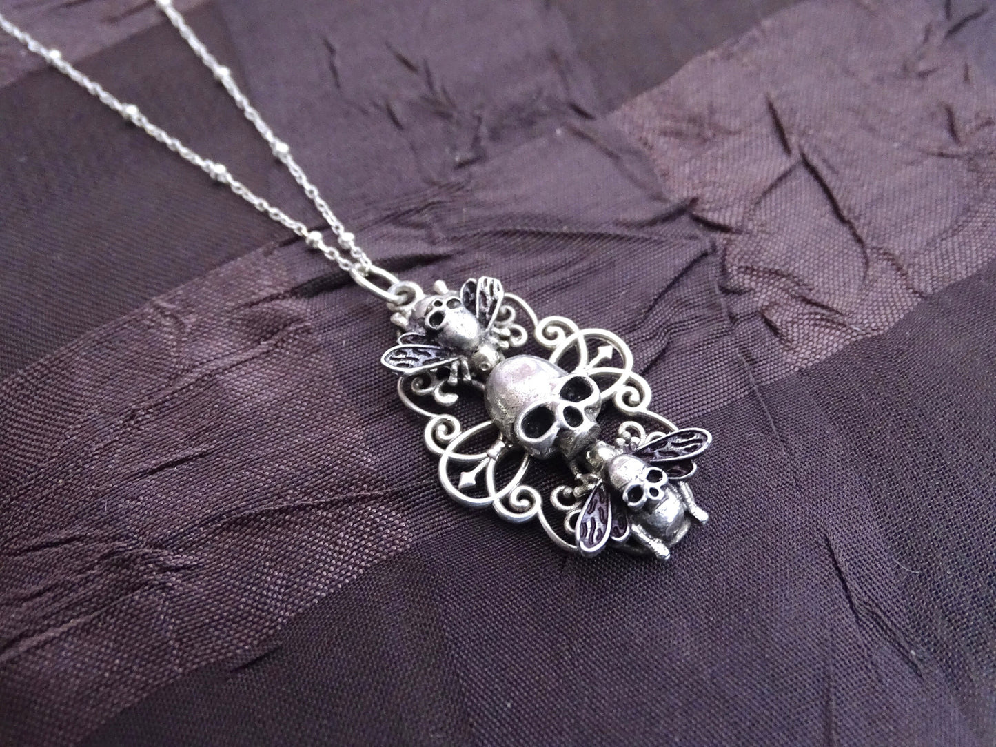 Sterling silver skull necklace