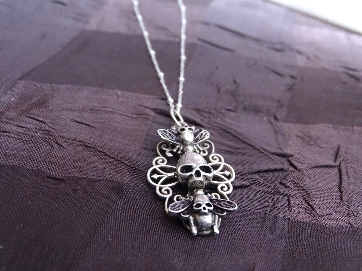 Sterling silver skull necklace