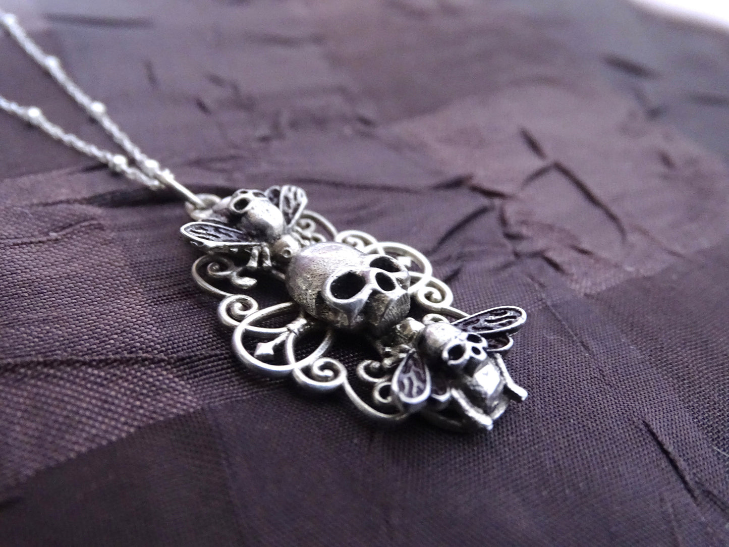 Sterling silver skull necklace