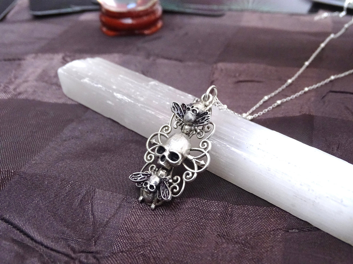 Sterling silver skull necklace