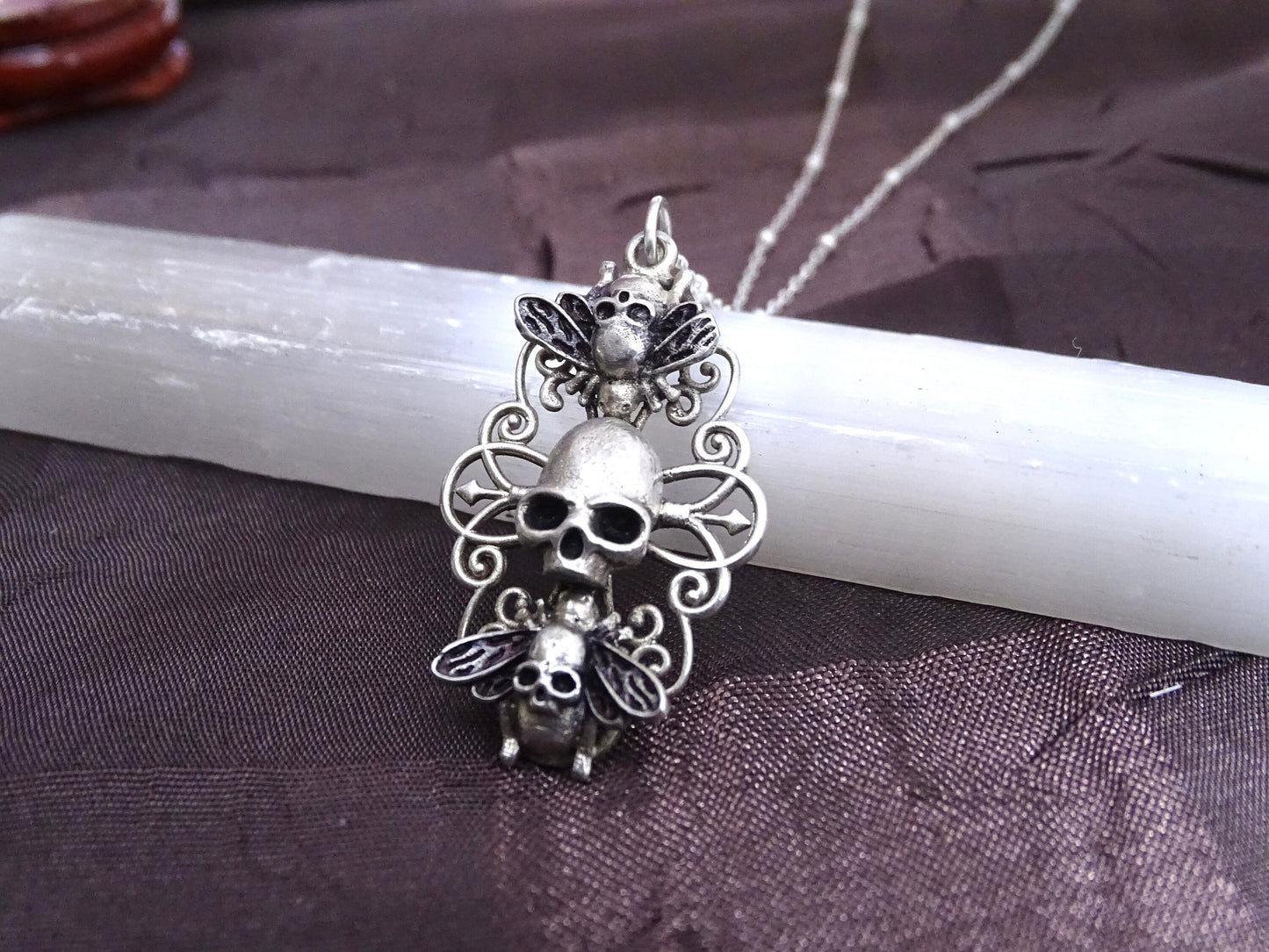 Sterling silver skull necklace