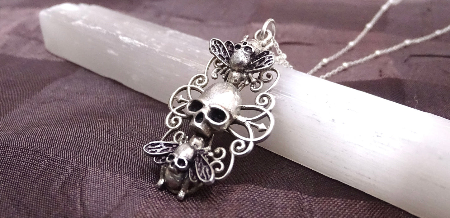 Sterling silver skull necklace