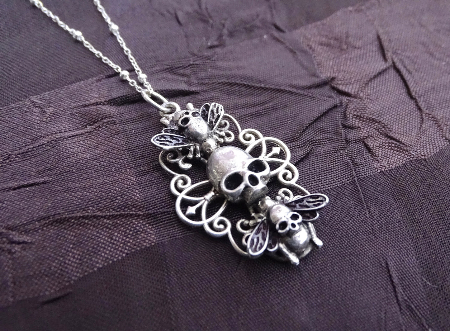 Sterling silver skull necklace