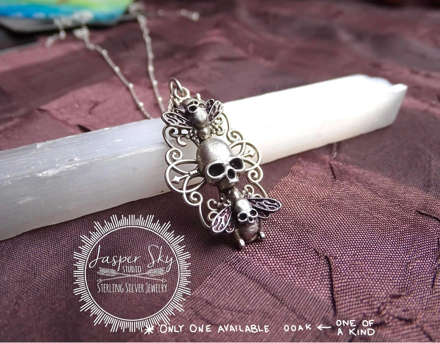 Sterling silver skull necklace