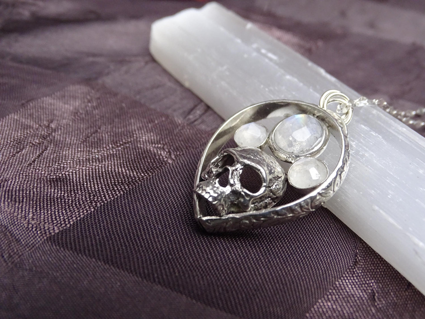 skull moonstone necklace