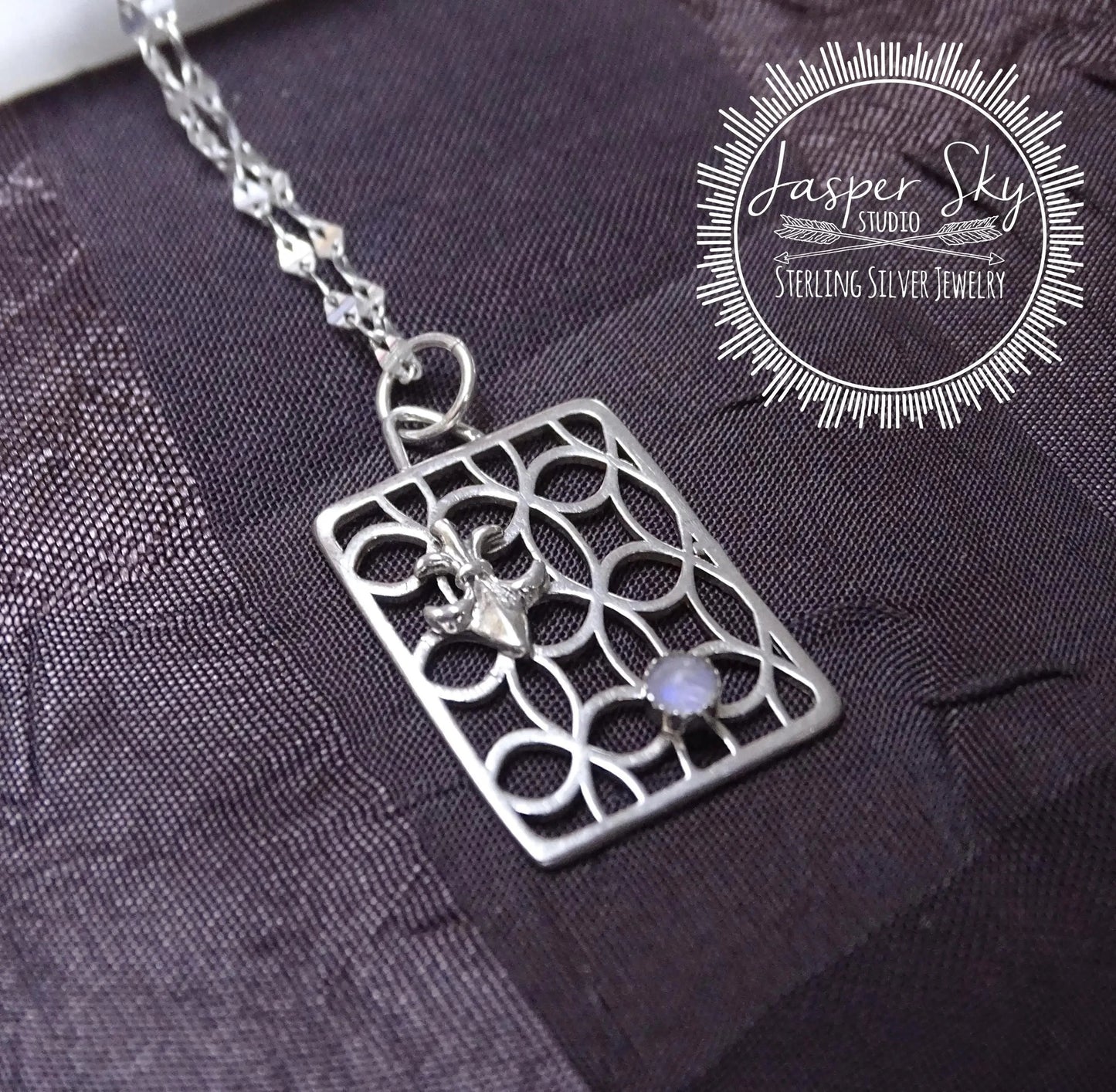 Fluer de Lis Pendant Sterling Silver with Moonstone