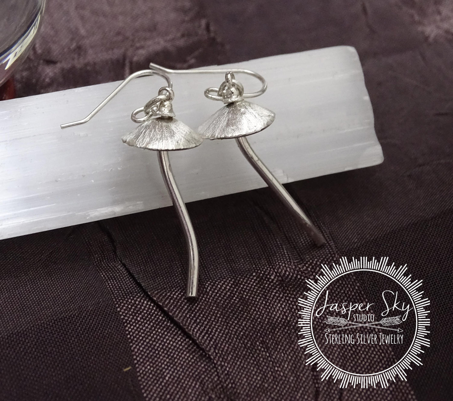 Mushroom Dangle Earrings - Sterling Silver Handmade Woodland Jewelry - Nature-Inspired Gift for Her - Unique Holiday Gift