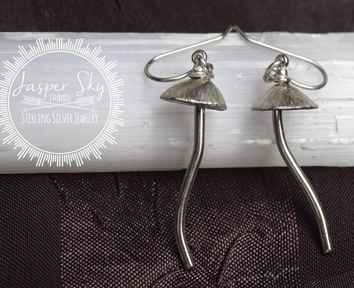 Mushroom Dangle Earrings - Sterling Silver Handmade Woodland Jewelry - Nature-Inspired Gift for Her - Unique Holiday Gift