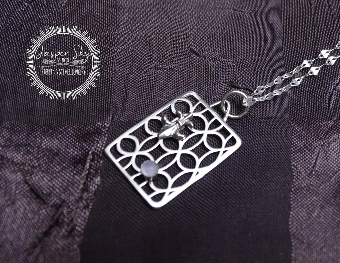 Fluer de Lis Pendant Sterling Silver with Moonstone