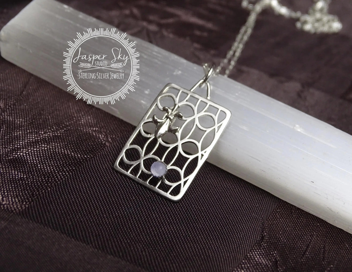 Fluer de Lis Pendant Sterling Silver with Moonstone