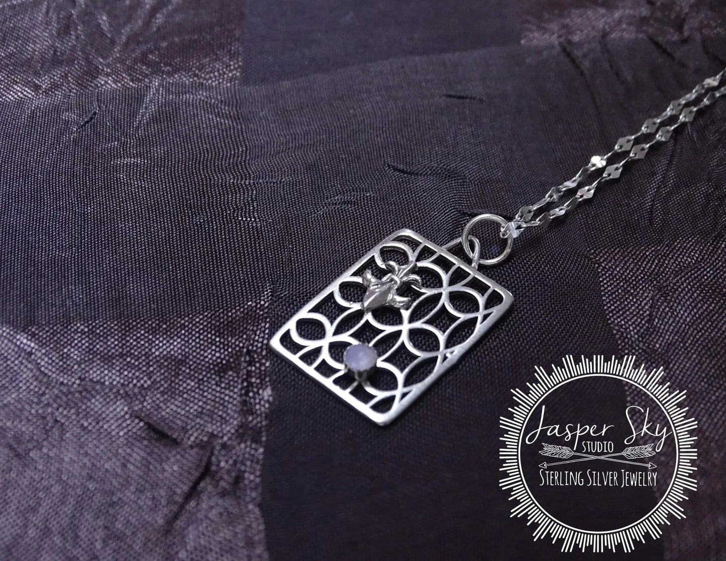 Fluer de Lis Pendant Sterling Silver with Moonstone