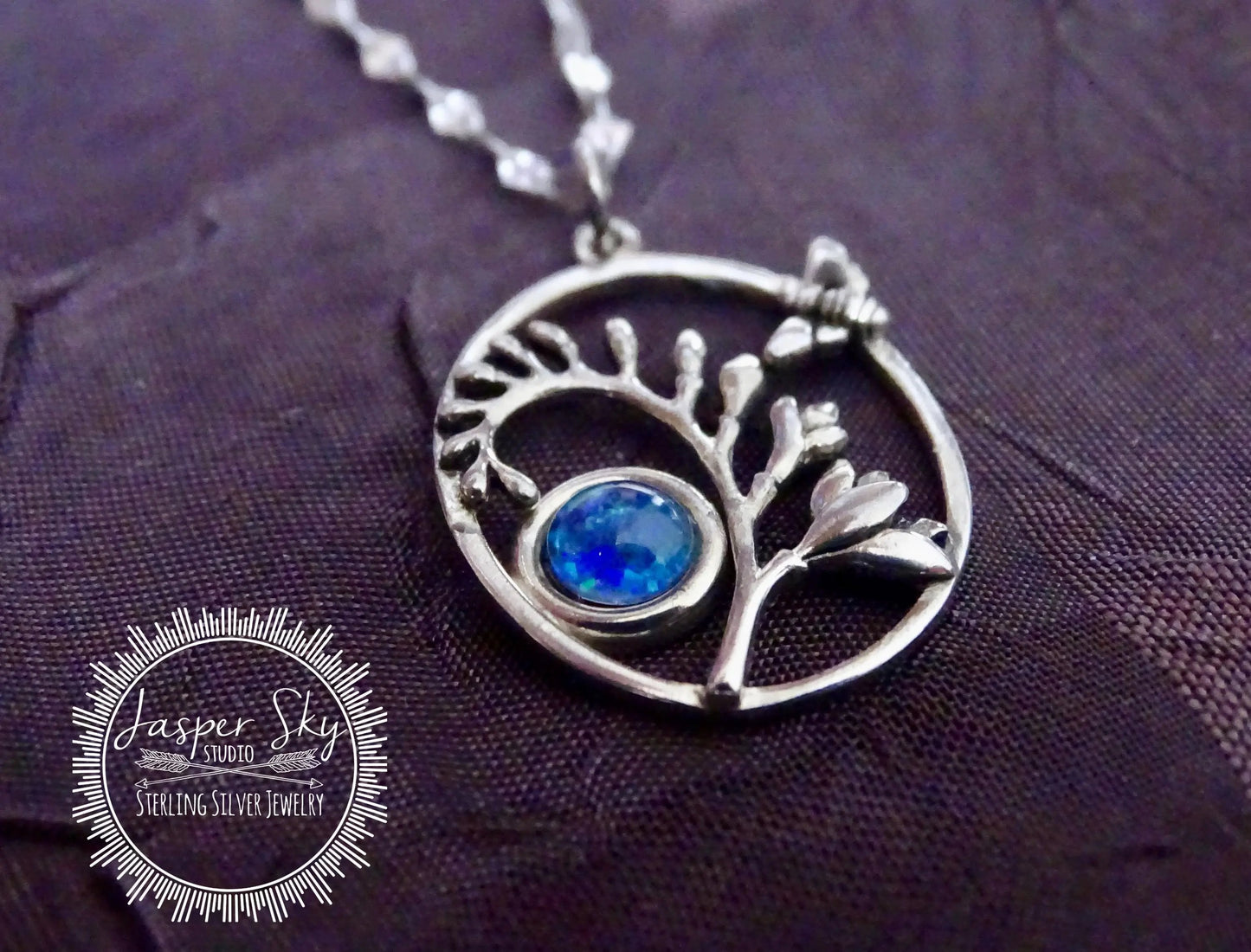 Bee Pendant Handmade Sterling Silver, Oval Pendant with Australian Opal Bezel, Unique Nature Jewelry Gift