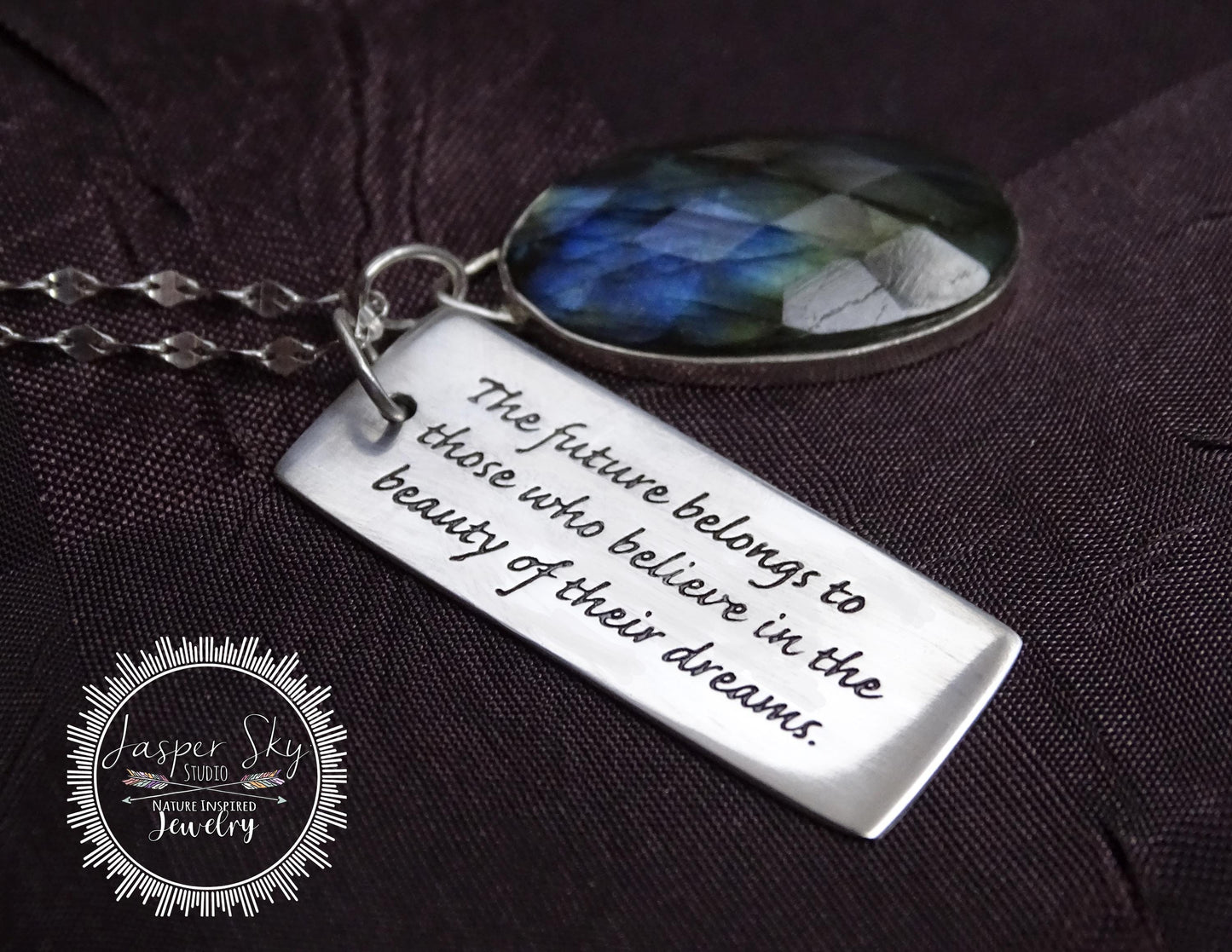Labradorite Dream Pendant - Inspiring Sterling Silver Necklace for Motivation Unique Gift for Dreamers - Unique Christmas Present
