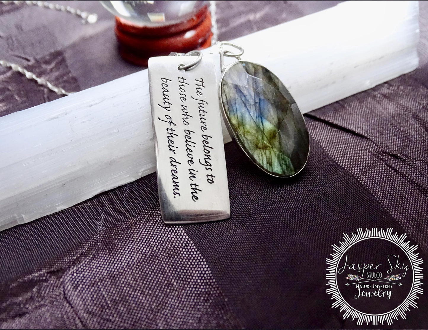 Labradorite Dream Pendant - Inspiring Sterling Silver Necklace for Motivation Unique Gift for Dreamers - Unique Christmas Present