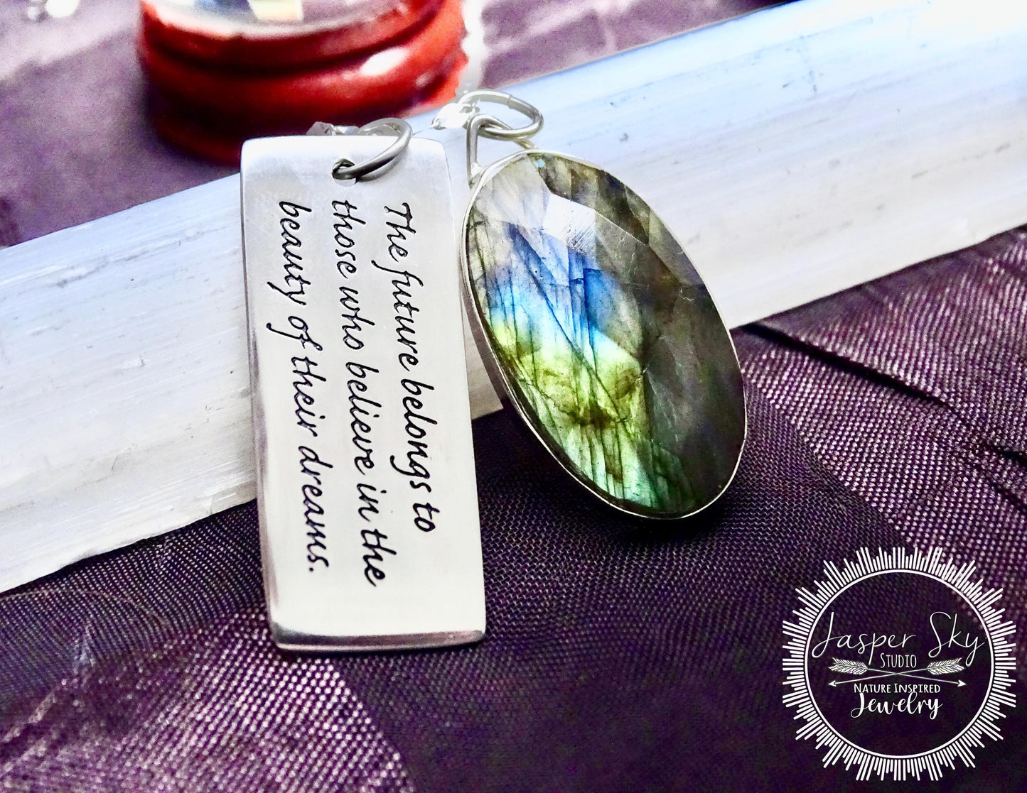 Labradorite Dream Pendant - Inspiring Sterling Silver Necklace for Motivation Unique Gift for Dreamers - Unique Christmas Present