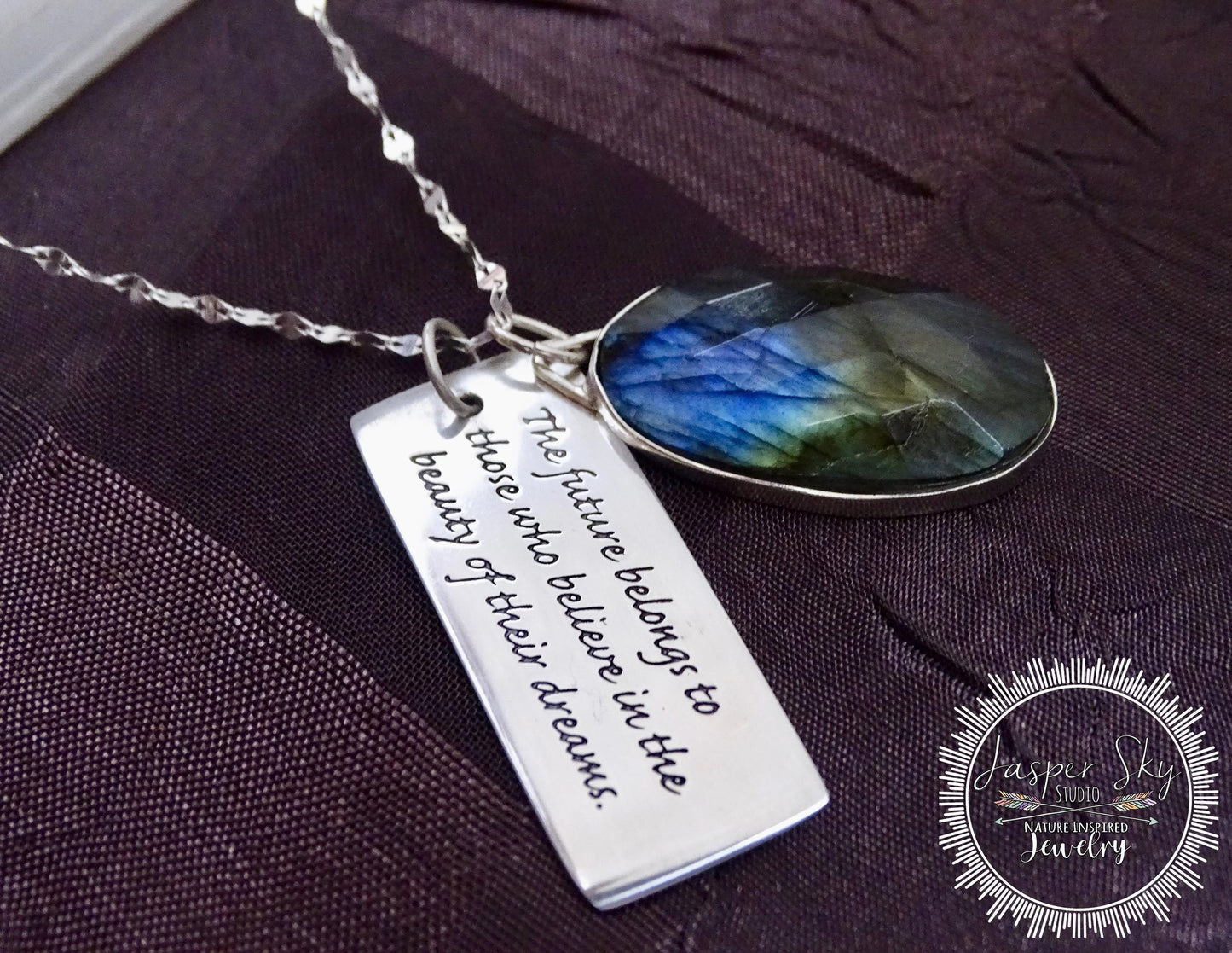 Labradorite Dream Pendant - Inspiring Sterling Silver Necklace for Motivation Unique Gift for Dreamers - Unique Christmas Present