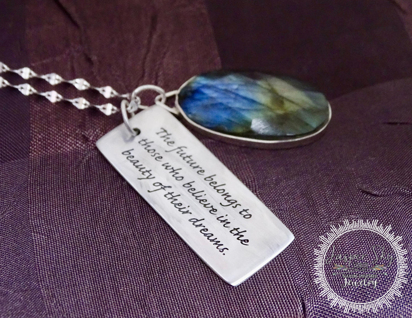 Labradorite Dream Pendant - Inspiring Sterling Silver Necklace for Motivation Unique Gift for Dreamers - Unique Christmas Present