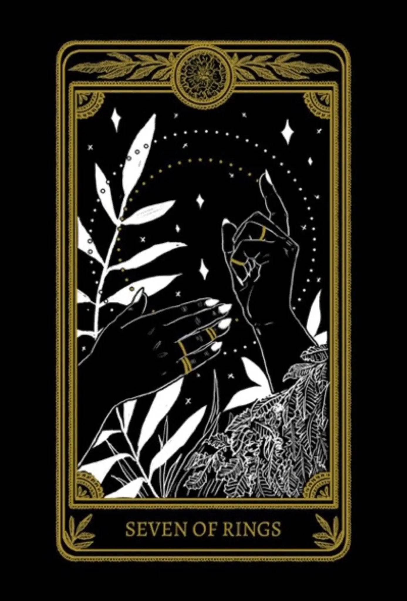 seven of rings tarot card necklace
