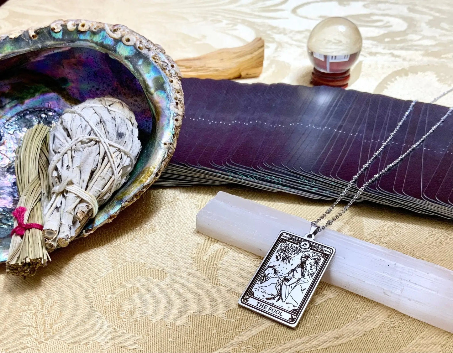 fool tarot card necklace