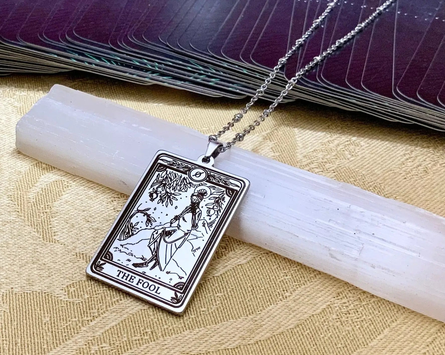 fool tarot card necklace