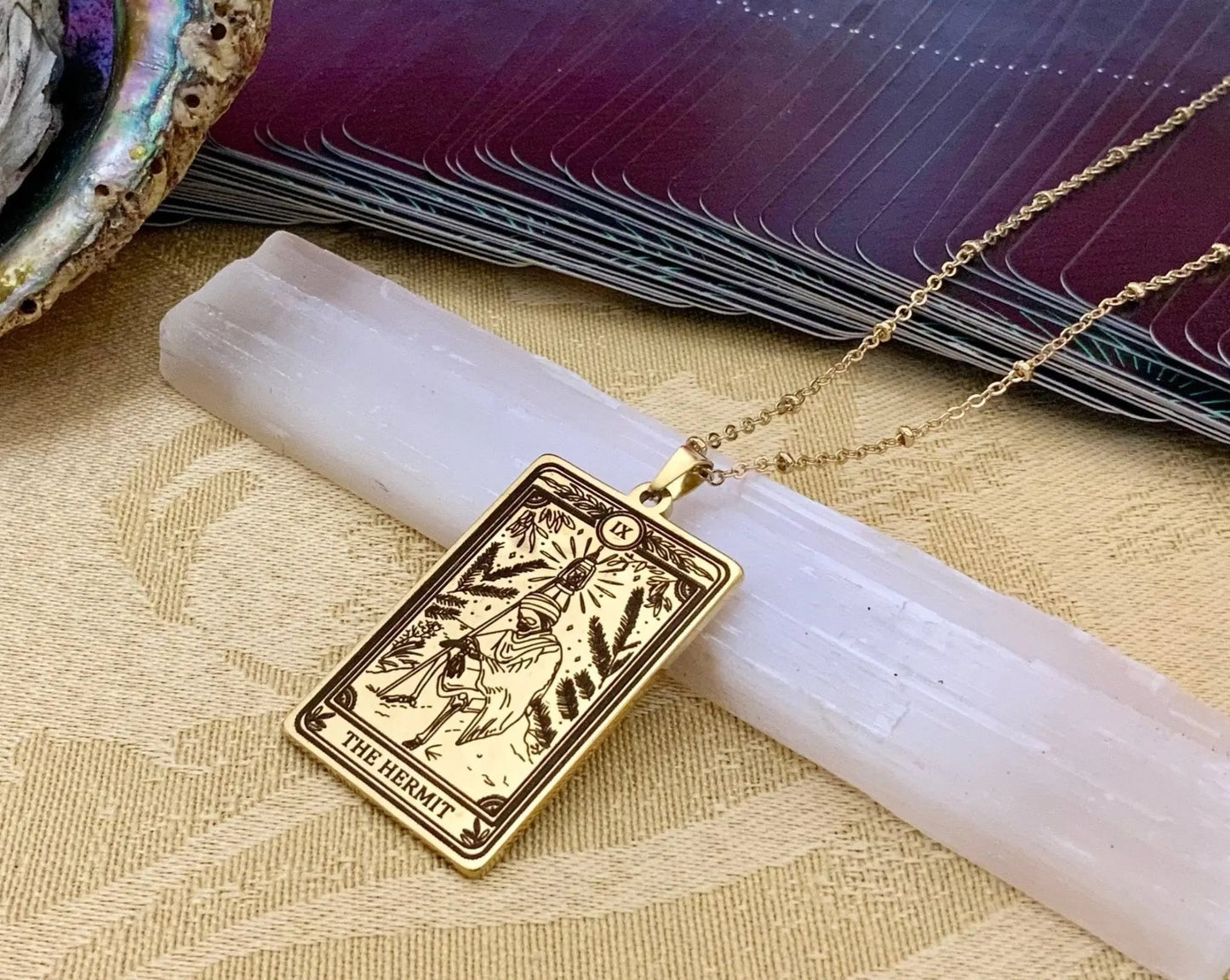 hermit tarot card necklace