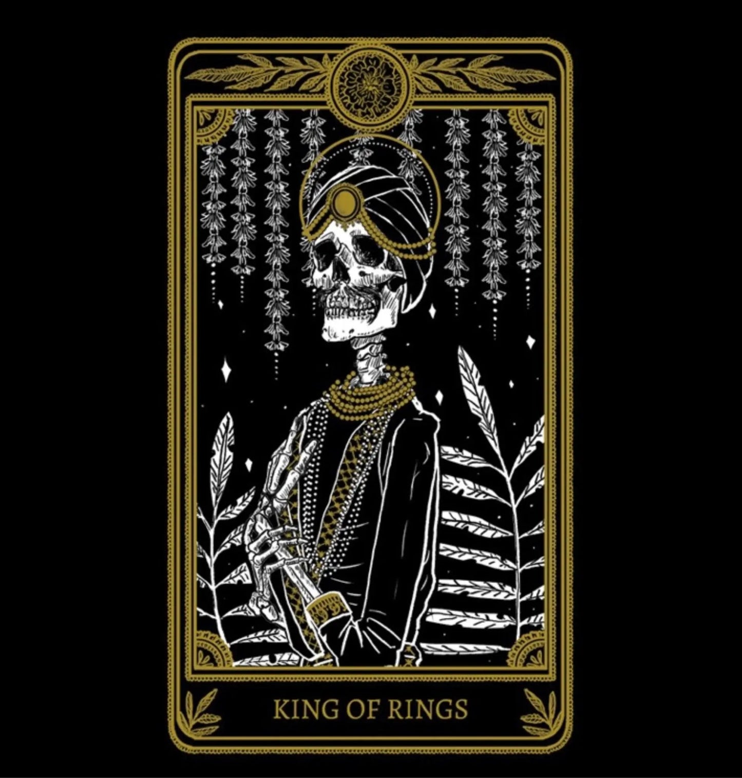 gold kings of rings tarot card necklace