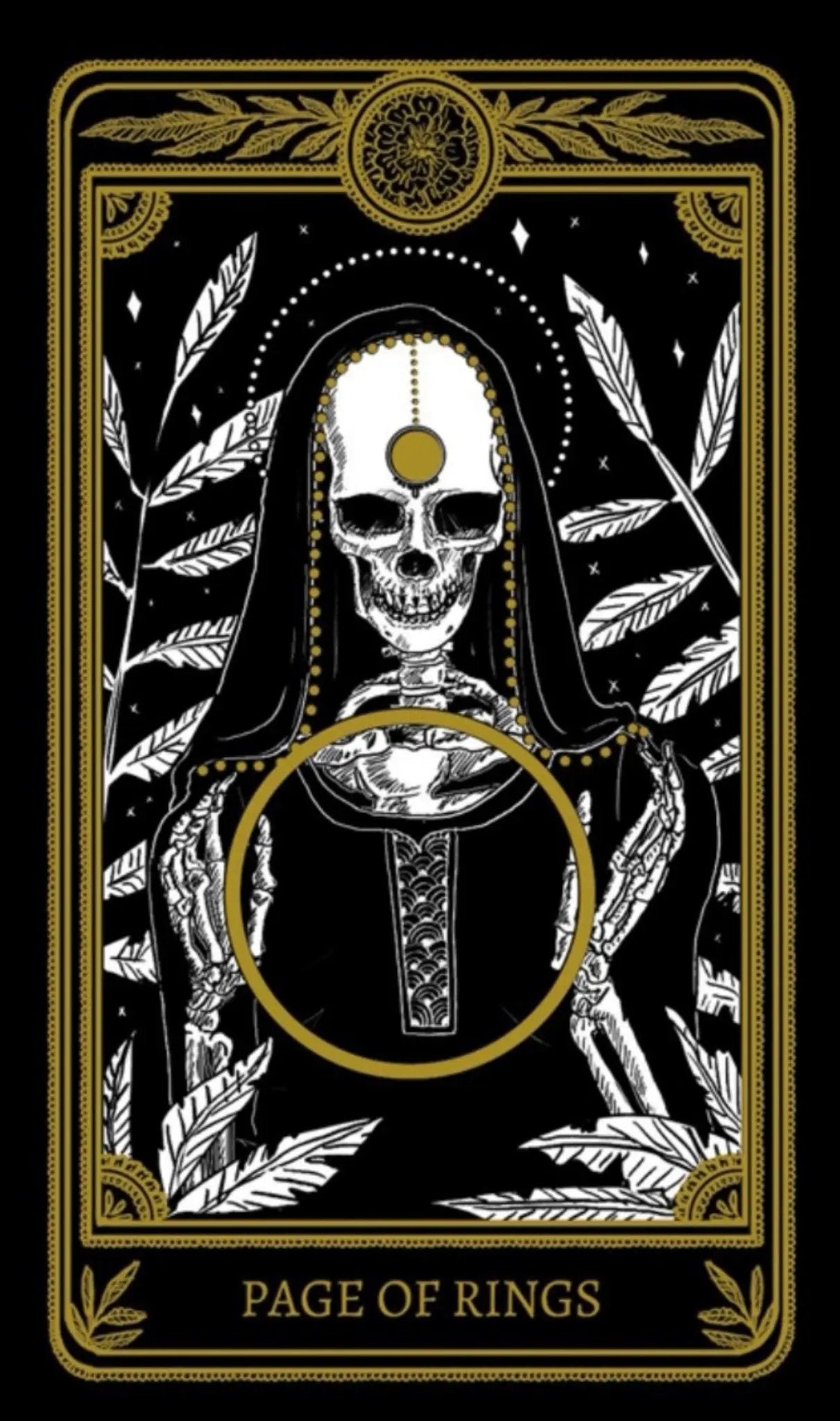 gold page of rings tarot card necklace