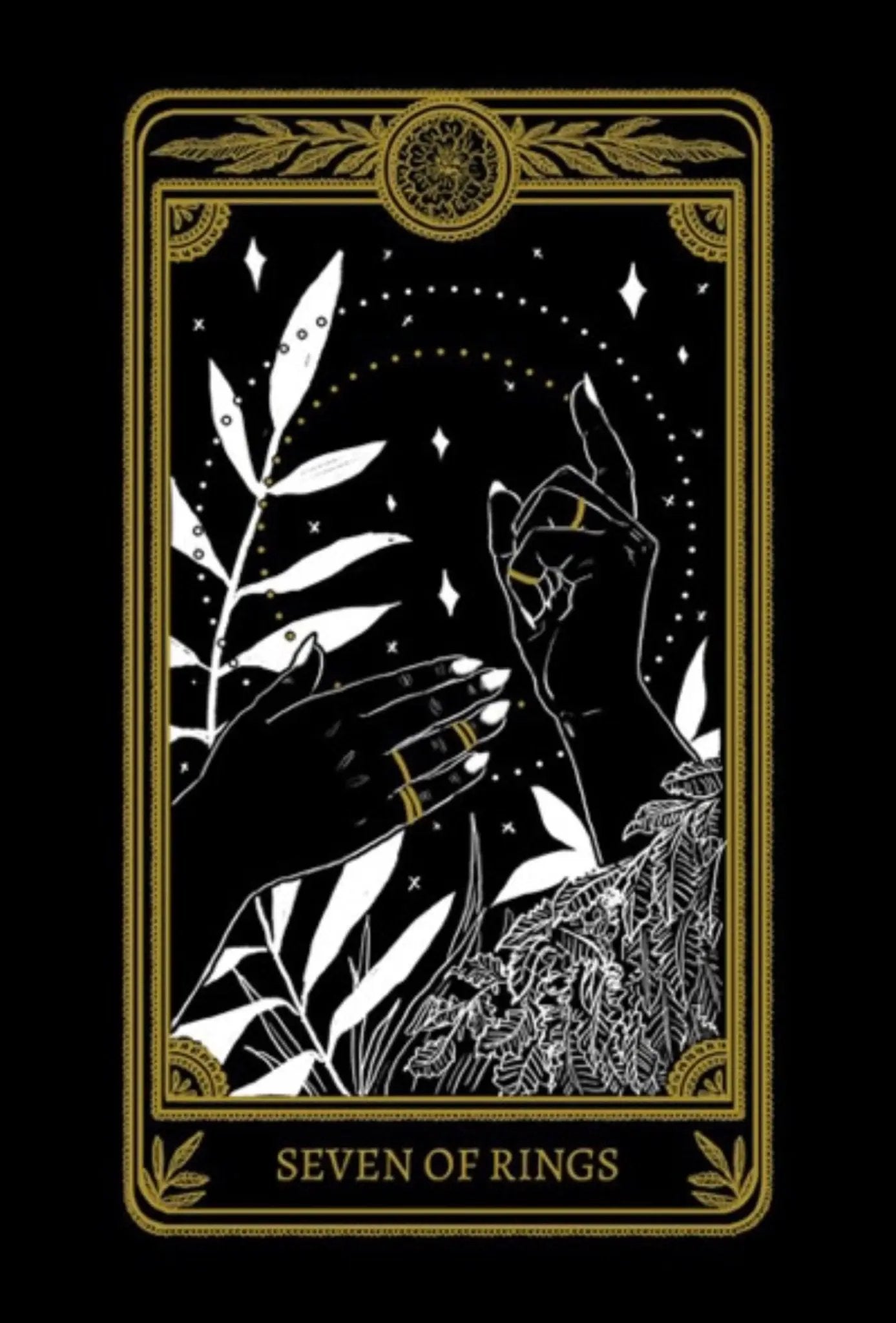seven of rings tarot card necklace