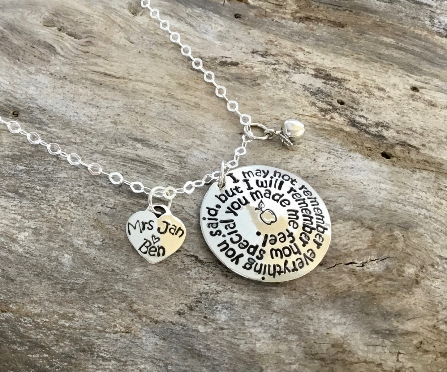 sterling silver teacher necklace | appreciation gift