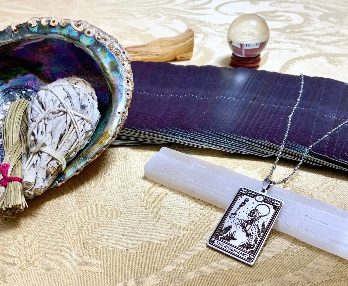 Hierophant Tarot Card Necklace