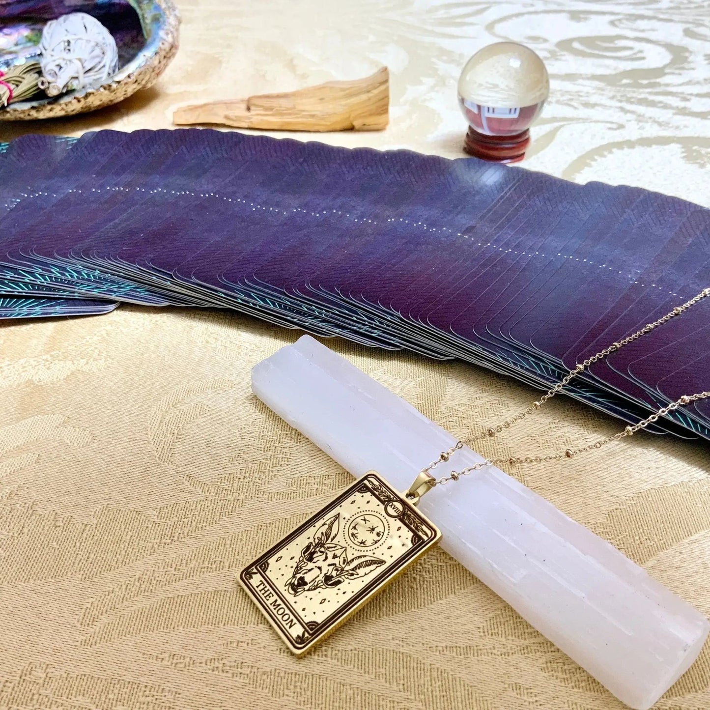 moon tarot card necklace