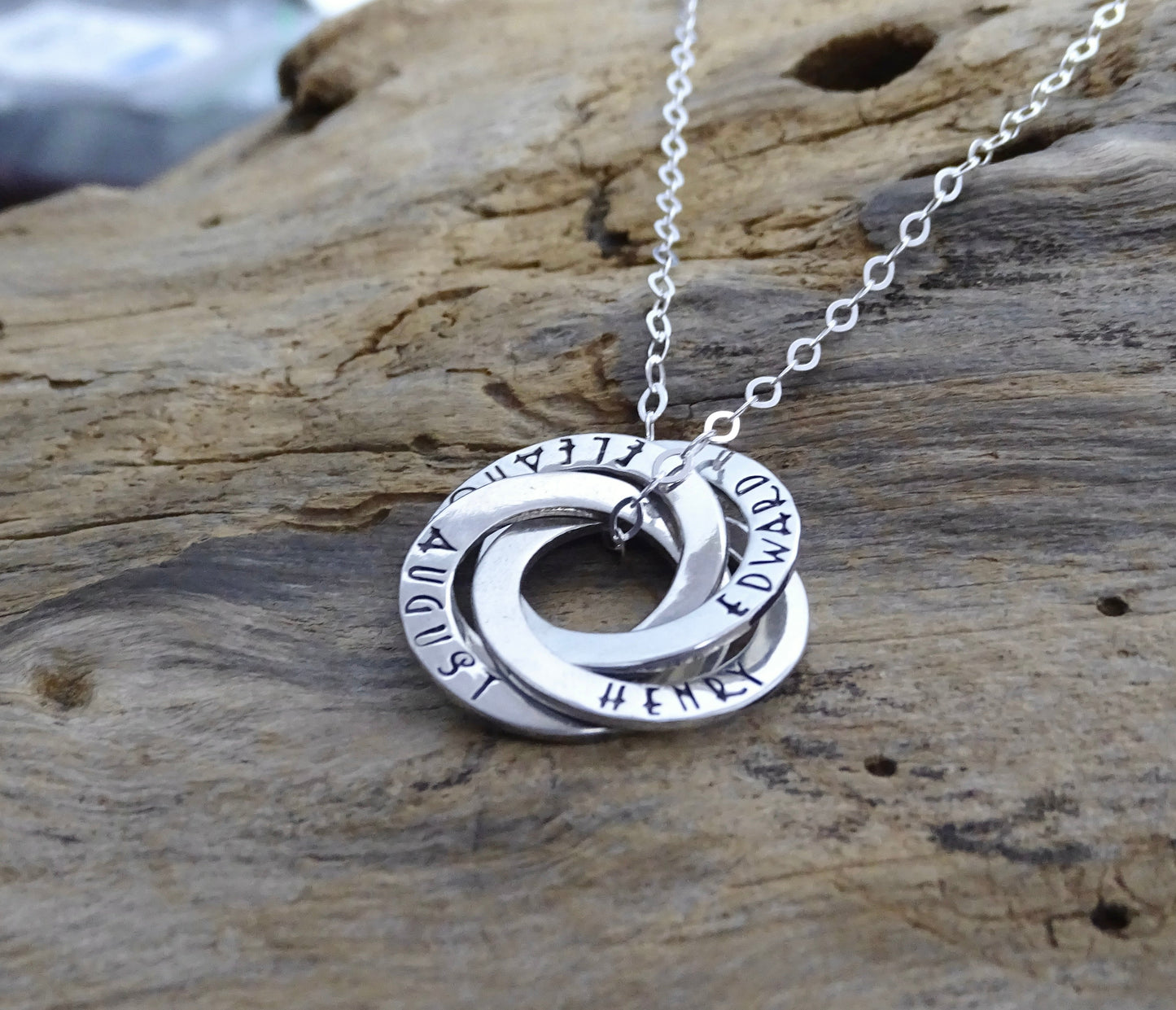 Interlocking Circle Necklace with Names | Sterling Silver | The Silver Wing