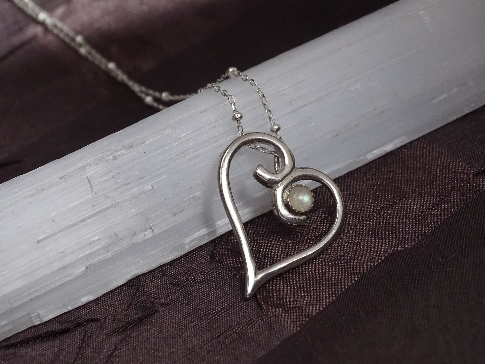 Moonstone Heart Necklace 