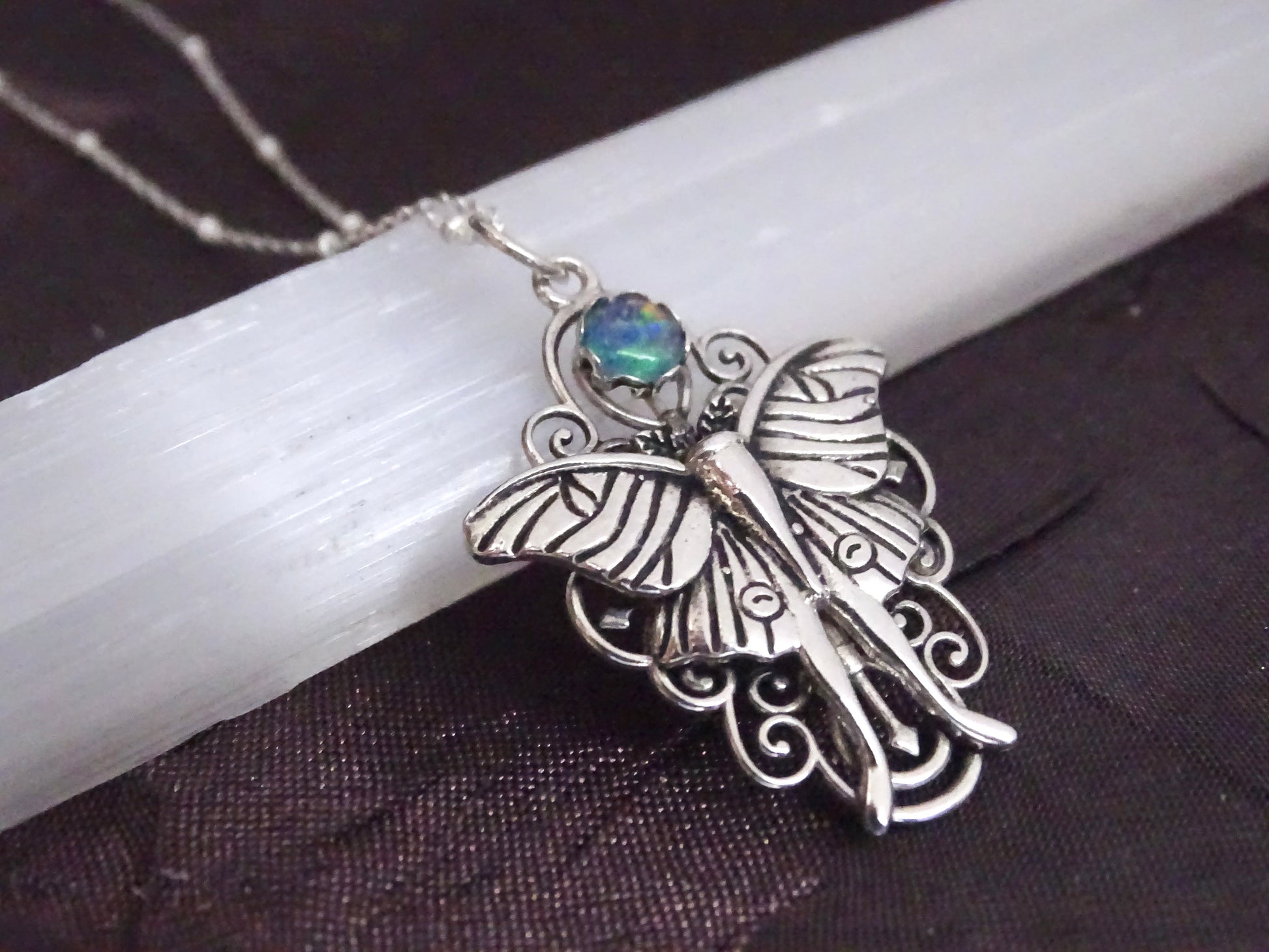 Unveil the Mystique of the Night with Our Sterling Silver Filigree Luna Moth Necklace ✨ Discover the enchanting beauty of our handcrafted Sterling Silver Filigree Luna Moth Necklace