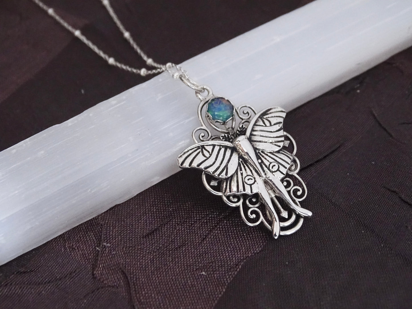 Unveil the Mystique of the Night with Our Sterling Silver Filigree Luna Moth Necklace ✨ Discover the enchanting beauty of our handcrafted Sterling Silver Filigree Luna Moth Necklace