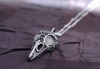 Sterling silver Raven skull necklace