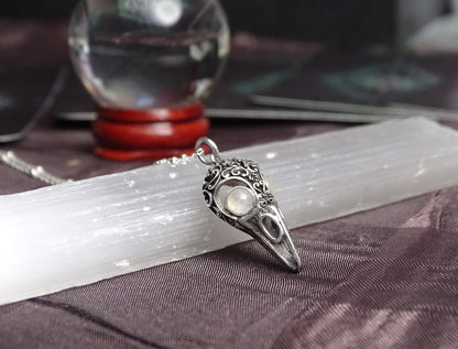 Raven skull necklace Sterling silver