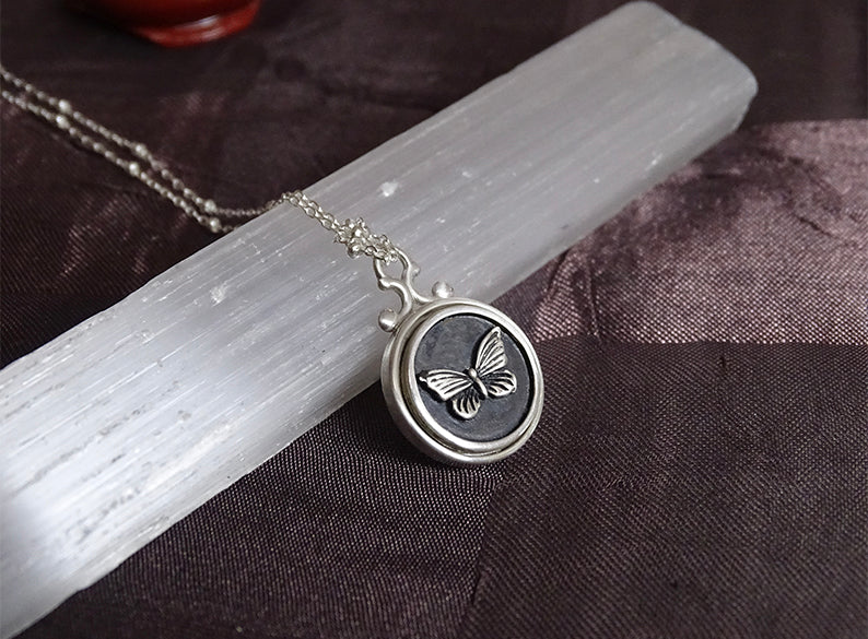 Butterfly pendant necklace sterling silver