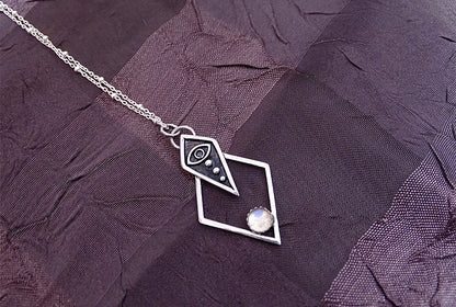 All Seeing Eye Necklace - Sterling silver, Moonstone  - The Silver Wing