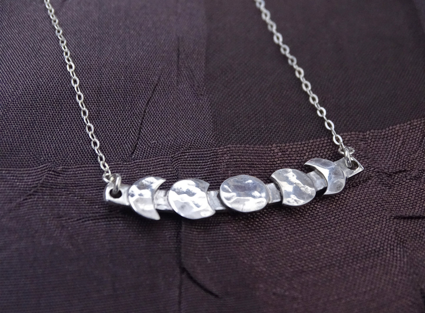 Moon Phase Necklace Sterling Silver