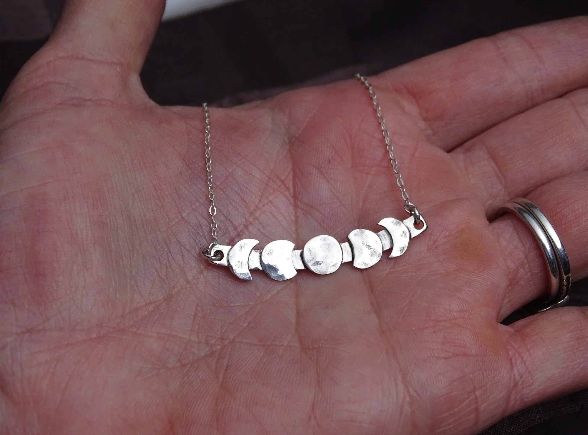 Moon Phase Necklace Sterling Silver