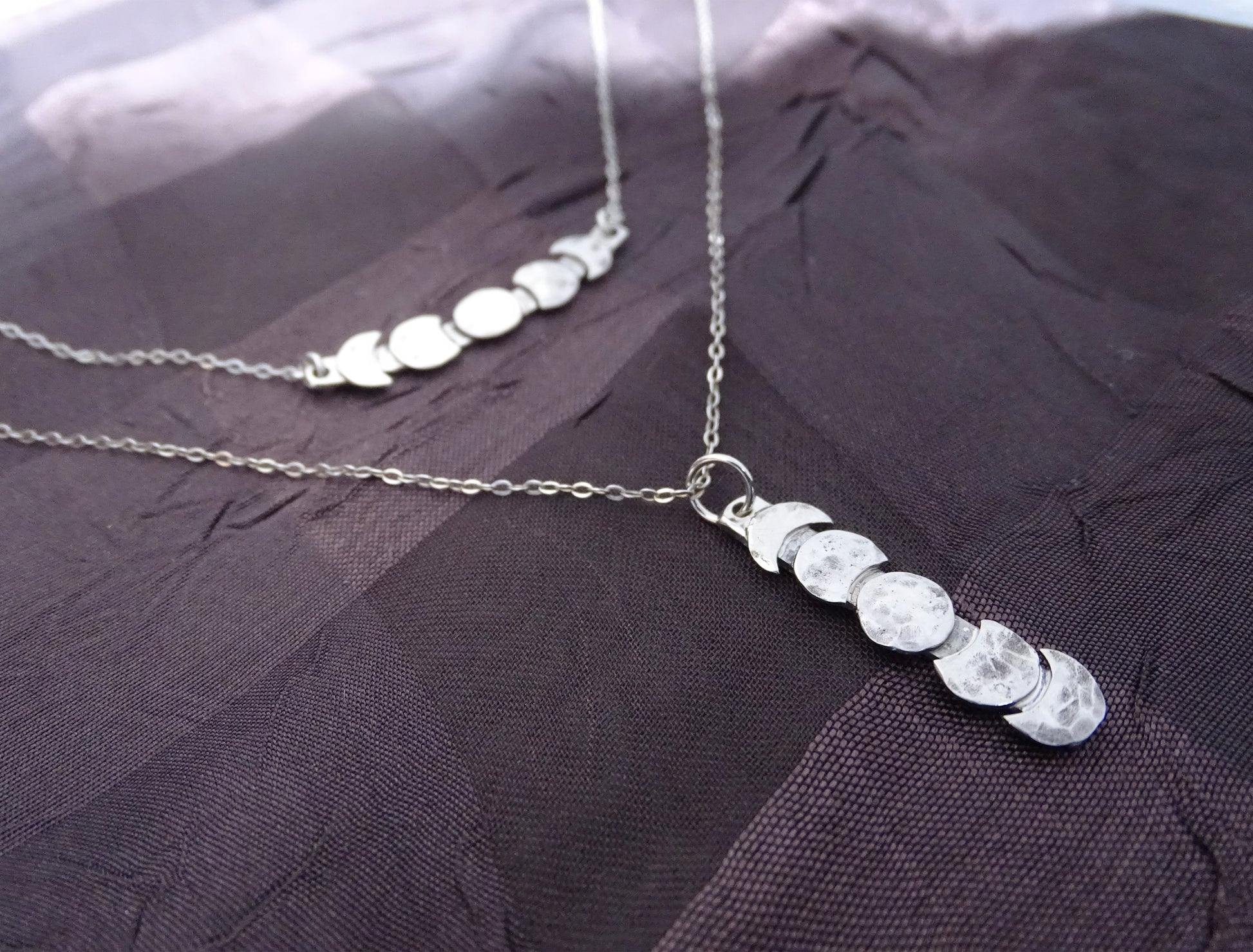 Moon Phase Necklace Sterling Silver